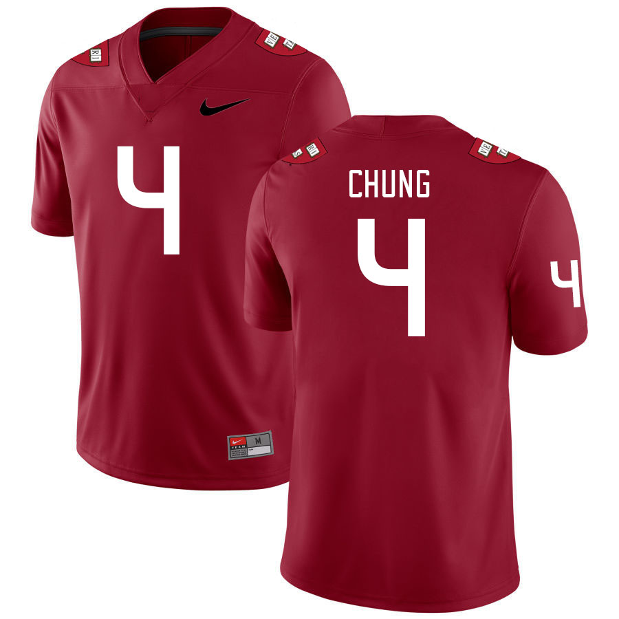 Men-Youth #4 John Chung Harvard Crimson 2023 College Football Jerseys Stitched Sale-Crimson